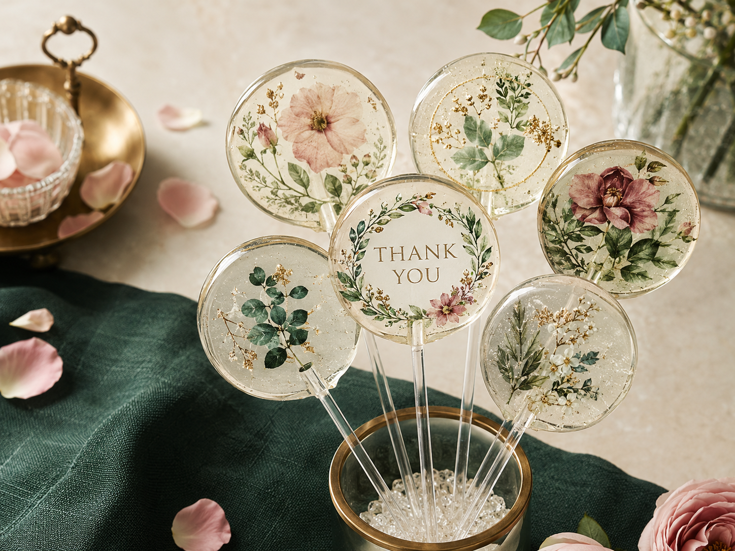 에메랄드 로즈 THANK YOU 식용 이미지 롤리팝